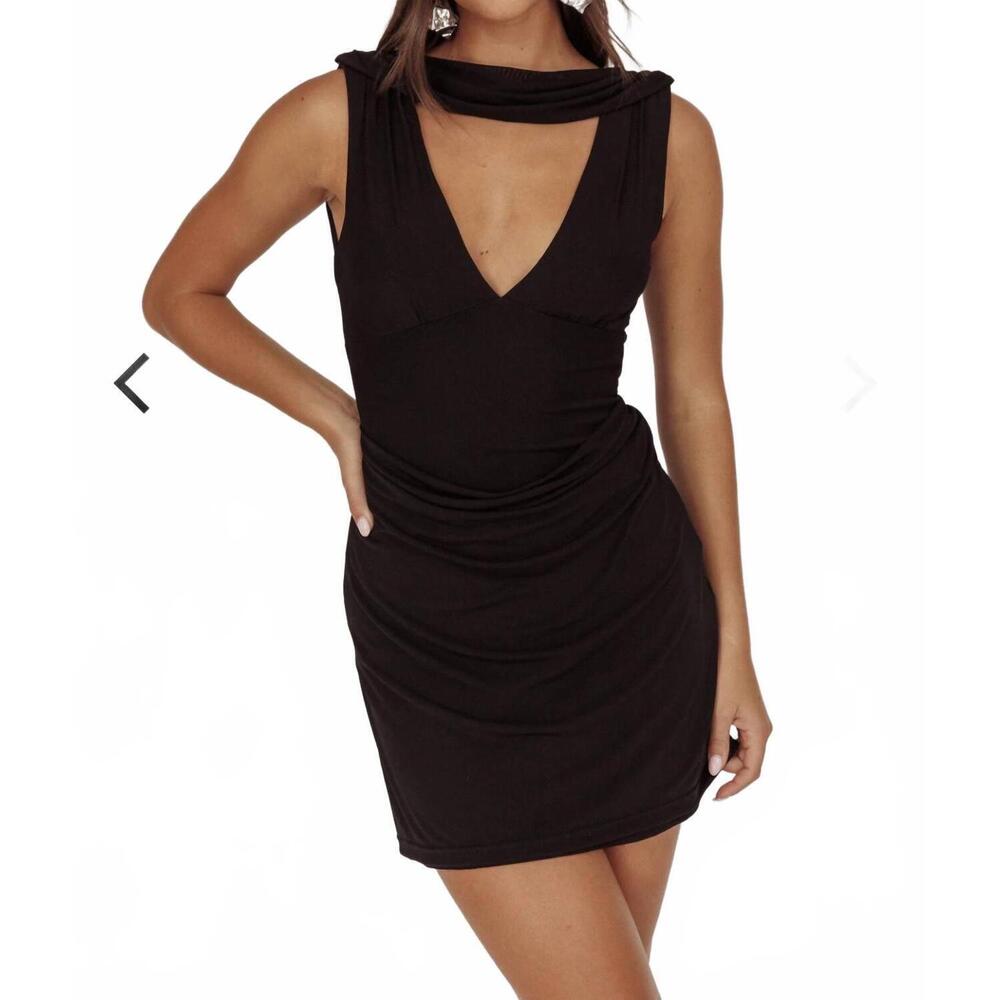 NEW ONE AND ONLY COLLECTIVE draped neck mini dress in black